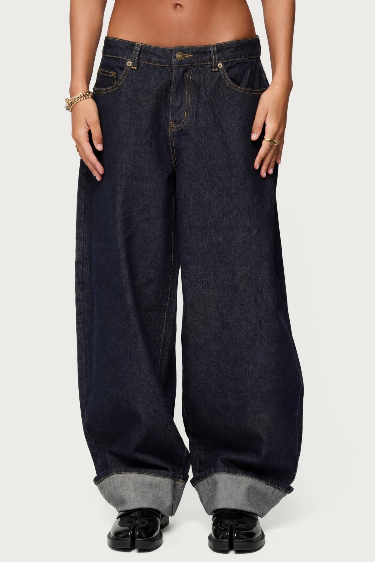 Kella Low Rise Baggy Jeans - INDIGO BLUE RAW WASHED