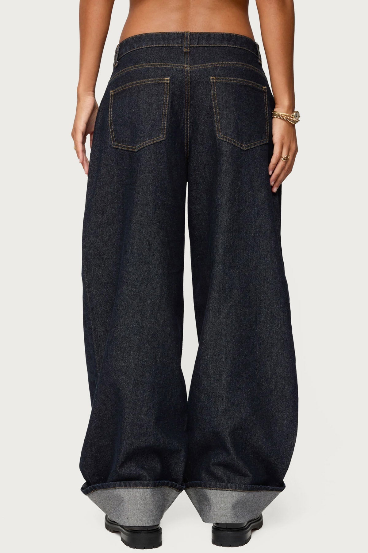 Kella Low Rise Baggy Jeans - INDIGO BLUE RAW WASHED