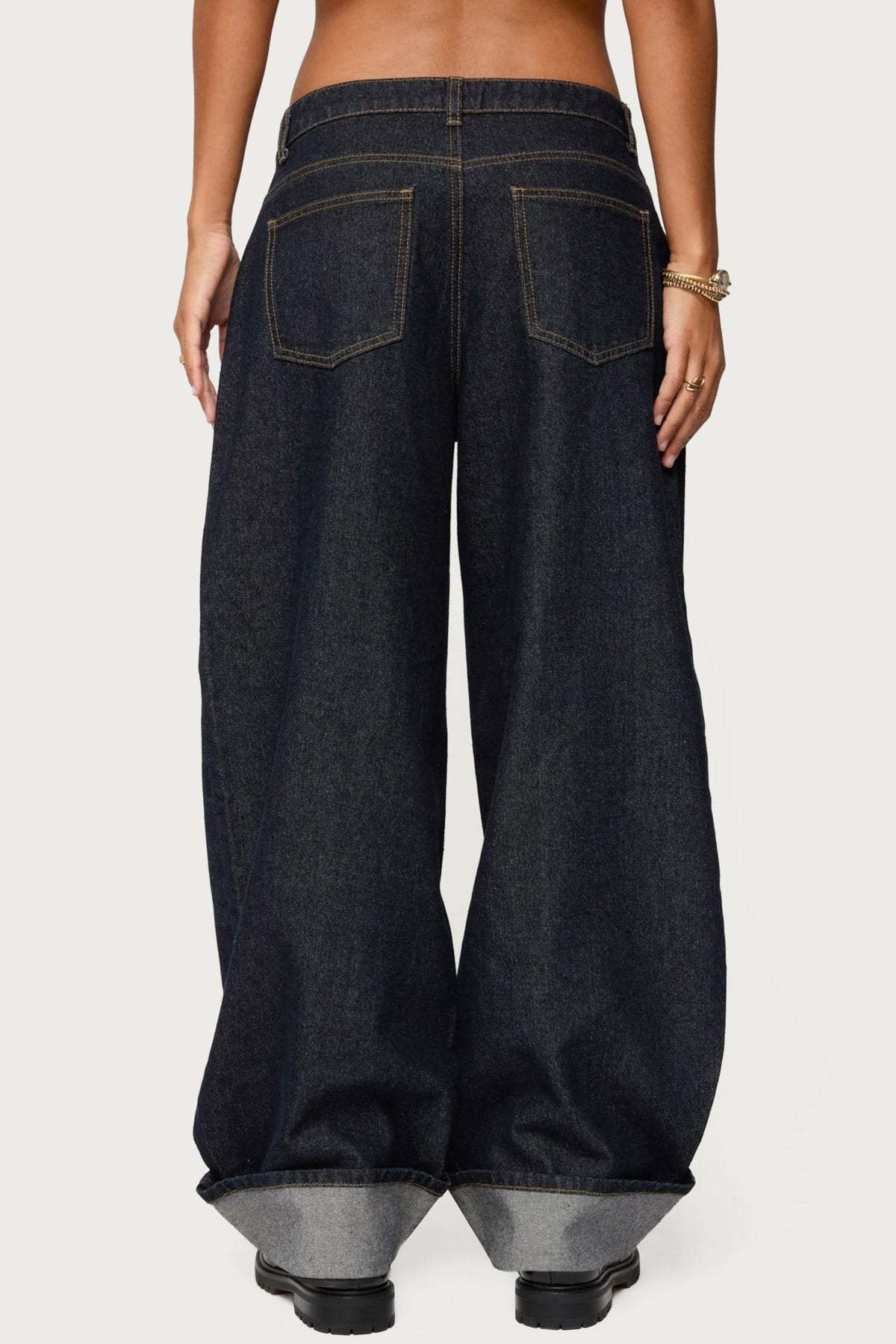 Kella Low Rise Baggy Jeans - INDIGO BLUE RAW WASHED