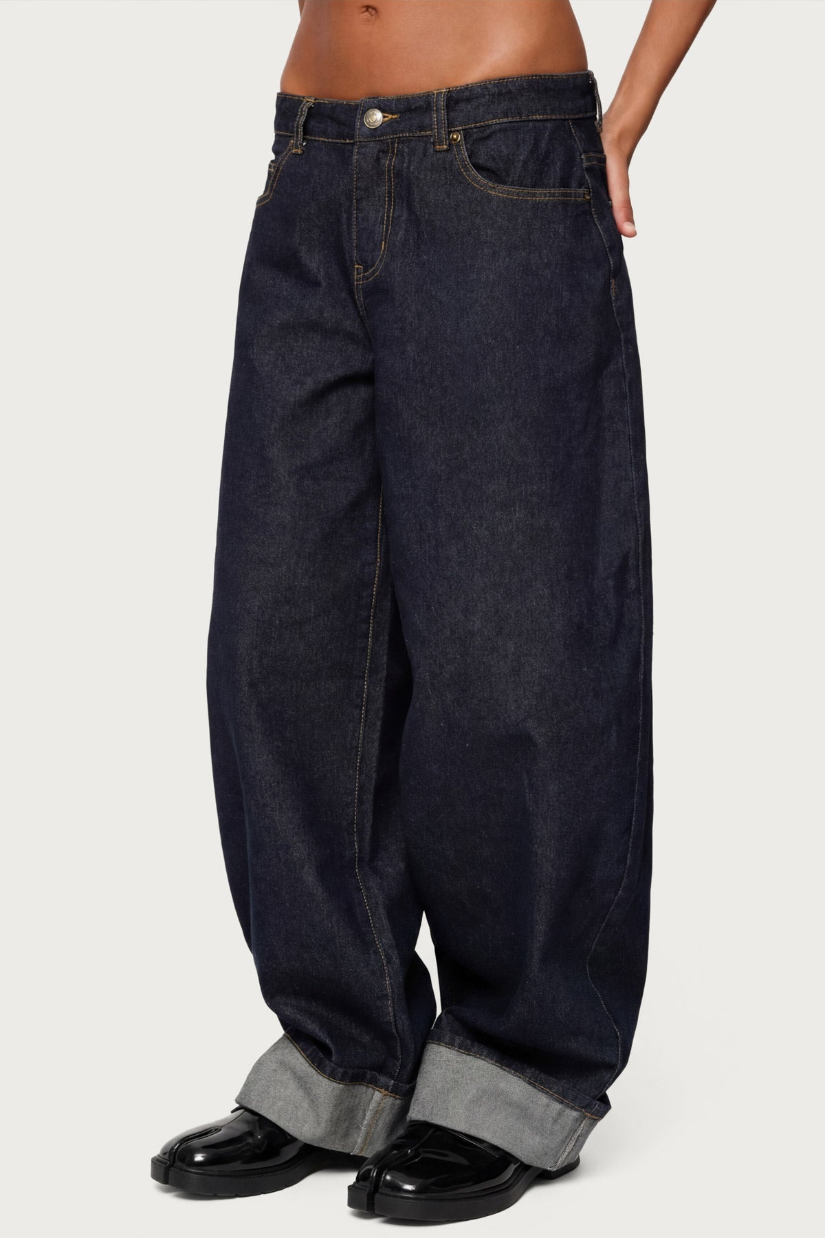 Kella Low Rise Baggy Jeans - INDIGO BLUE RAW WASHED