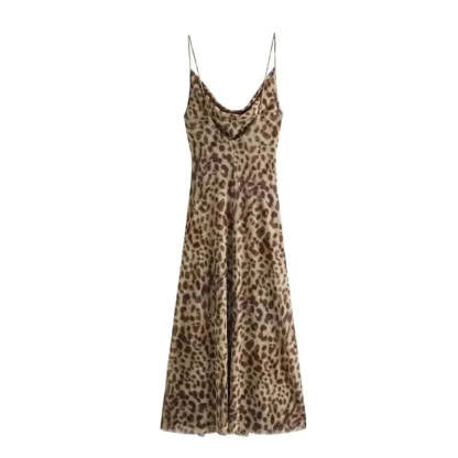 Women's Cocktail Leopard Scoop Neck Maxi Backless Dress - product image 5