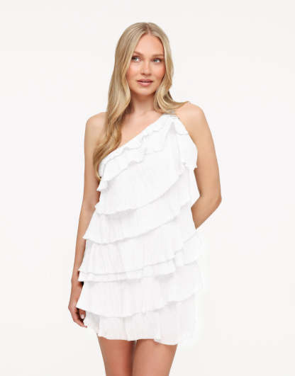 Beatriz Tiered Mini Dress - White