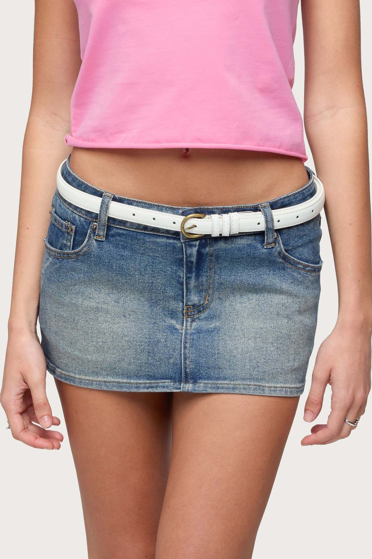 Goldey Faux Leather Belt - WHITE