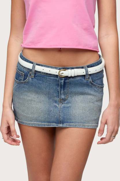 Goldey Faux Leather Belt - WHITE