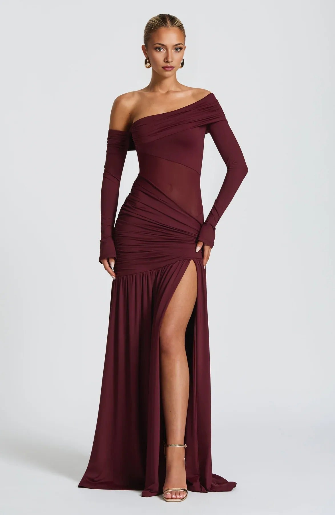 Women's Cocktail One Shoulder Slit Maxi Dress
