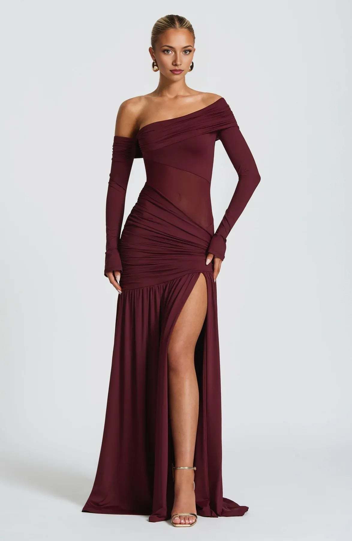 Women's Cocktail One Shoulder Slit Maxi Dress