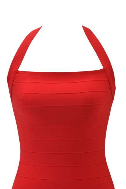 Adalyn Halter Bandage Mini Dress - Red