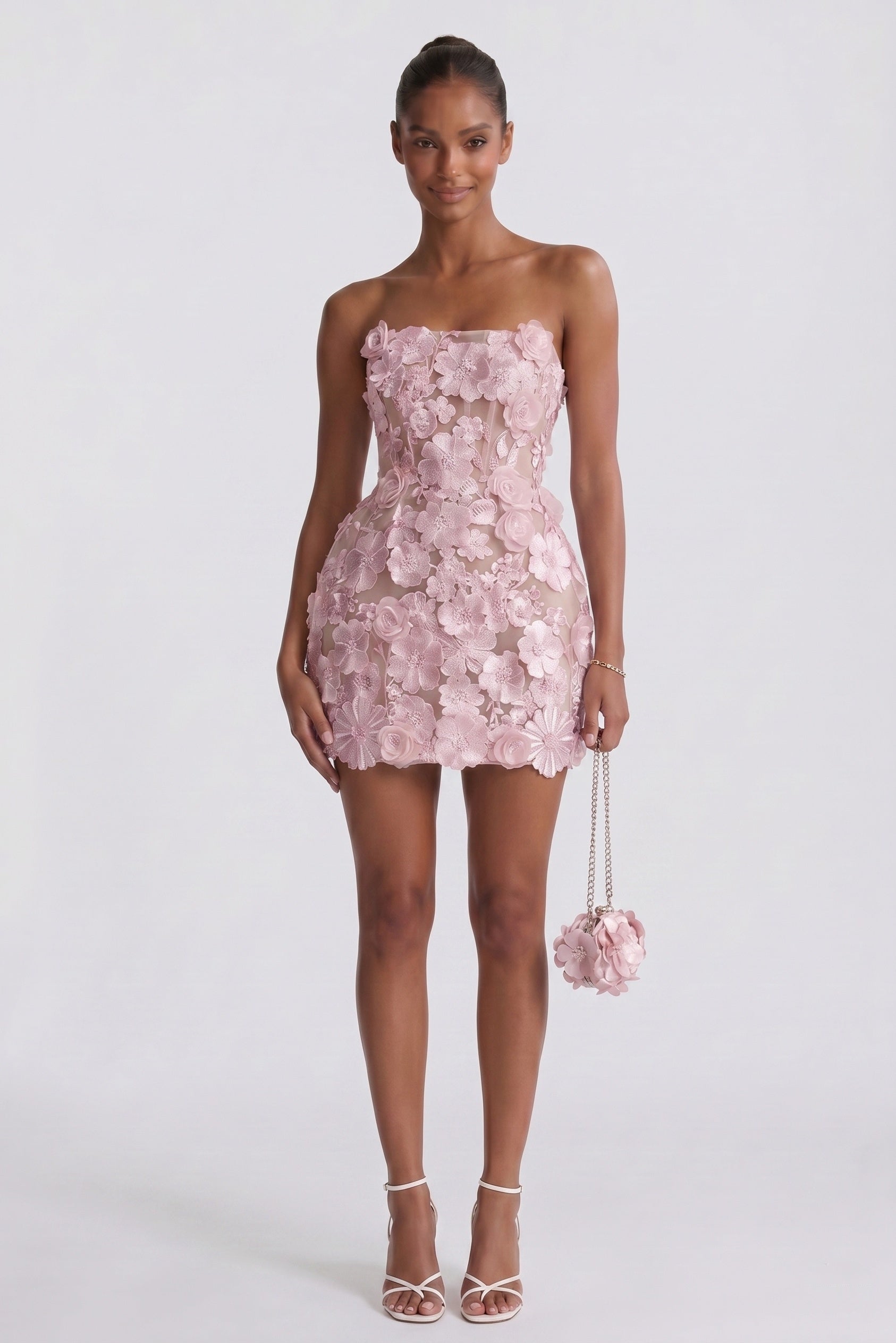 Albany Lace Mini Dress - Blush Pink