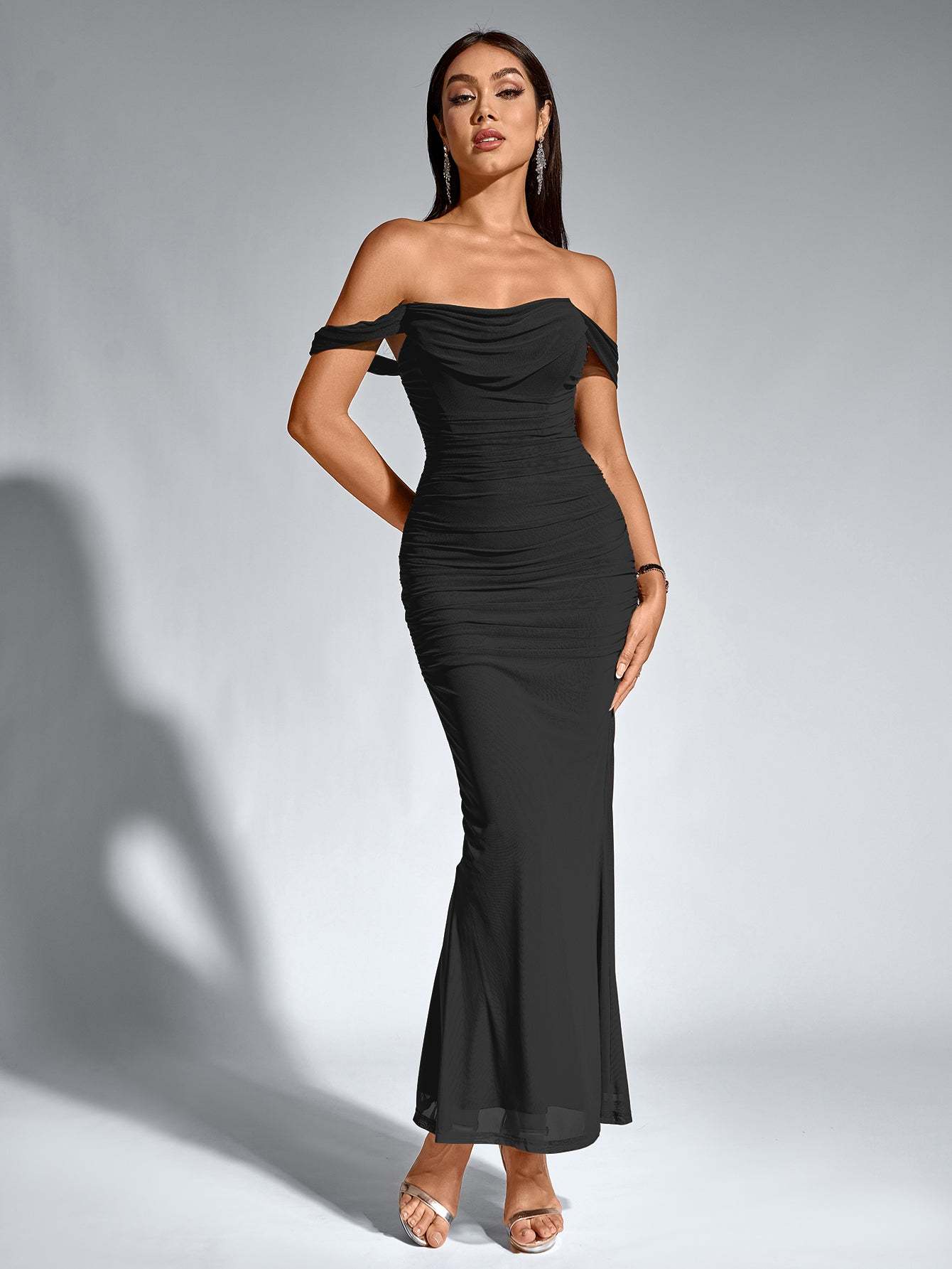 Alida Off Shoulder Maxi Dress - Black