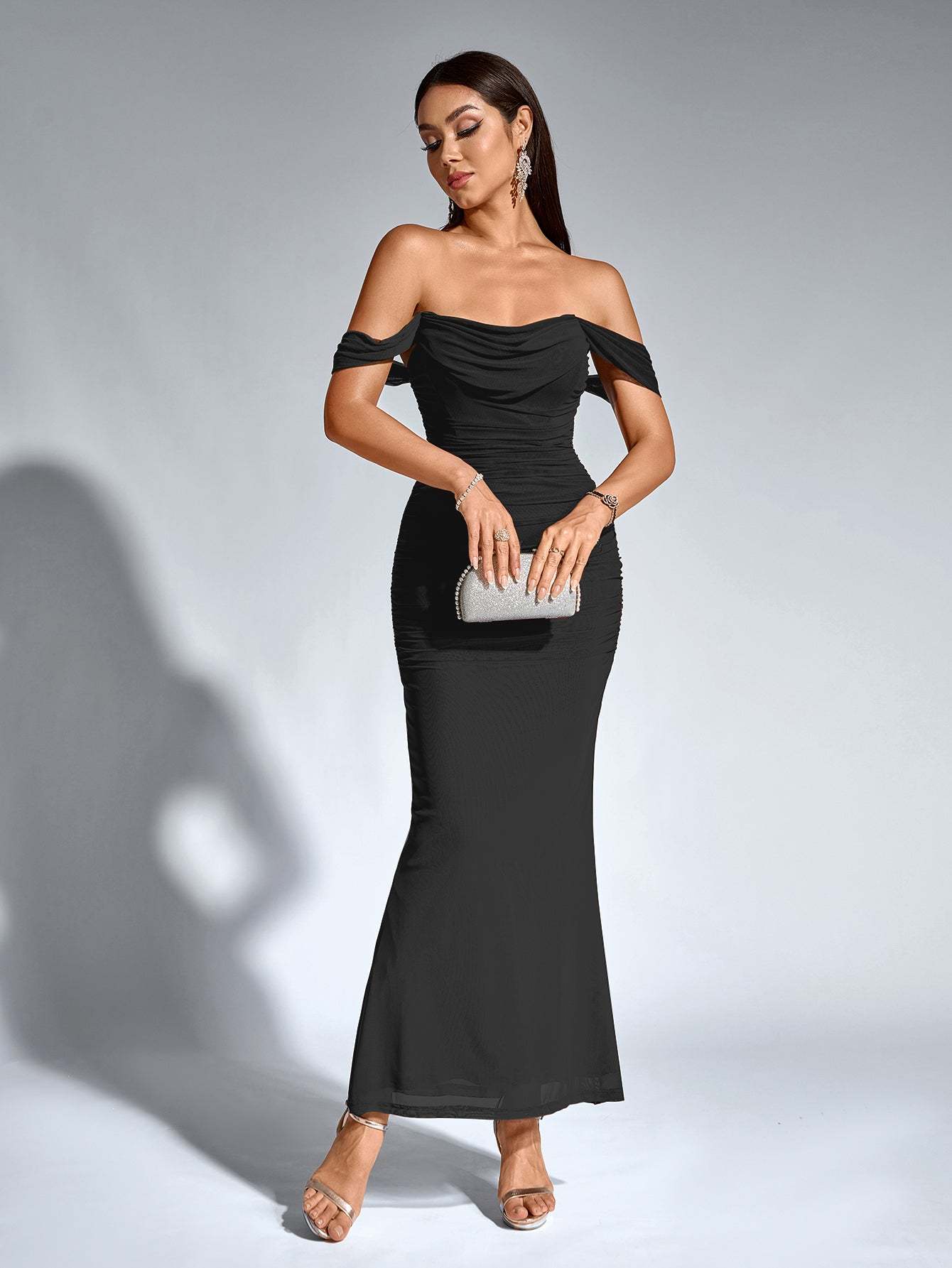 Alida Off Shoulder Maxi Dress - Black