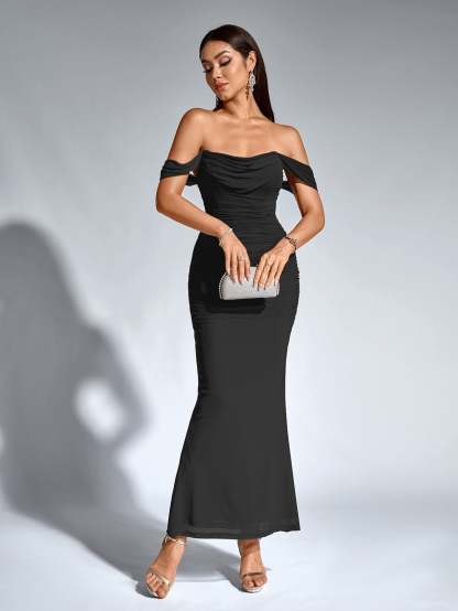 Alida Off Shoulder Maxi Dress - Black