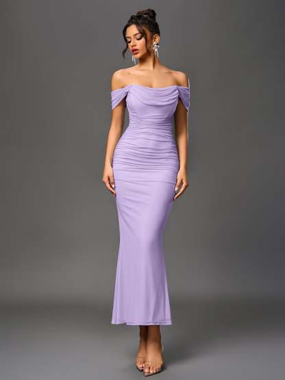 Alida Off Shoulder Maxi Dress - Lilac