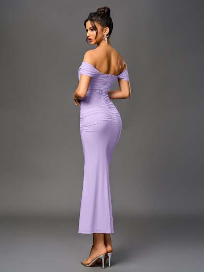 Alida Off Shoulder Maxi Dress - Lilac