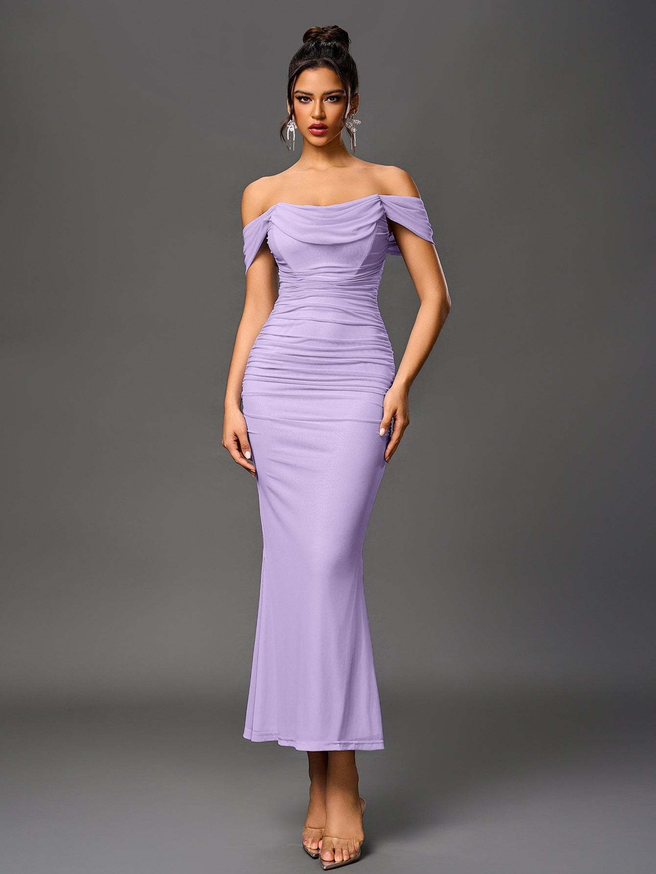 Alida Off Shoulder Maxi Dress - Lilac