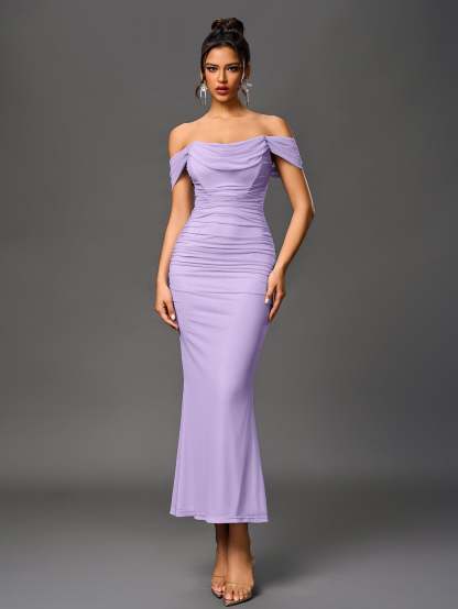 Alida Off Shoulder Maxi Dress - Lilac