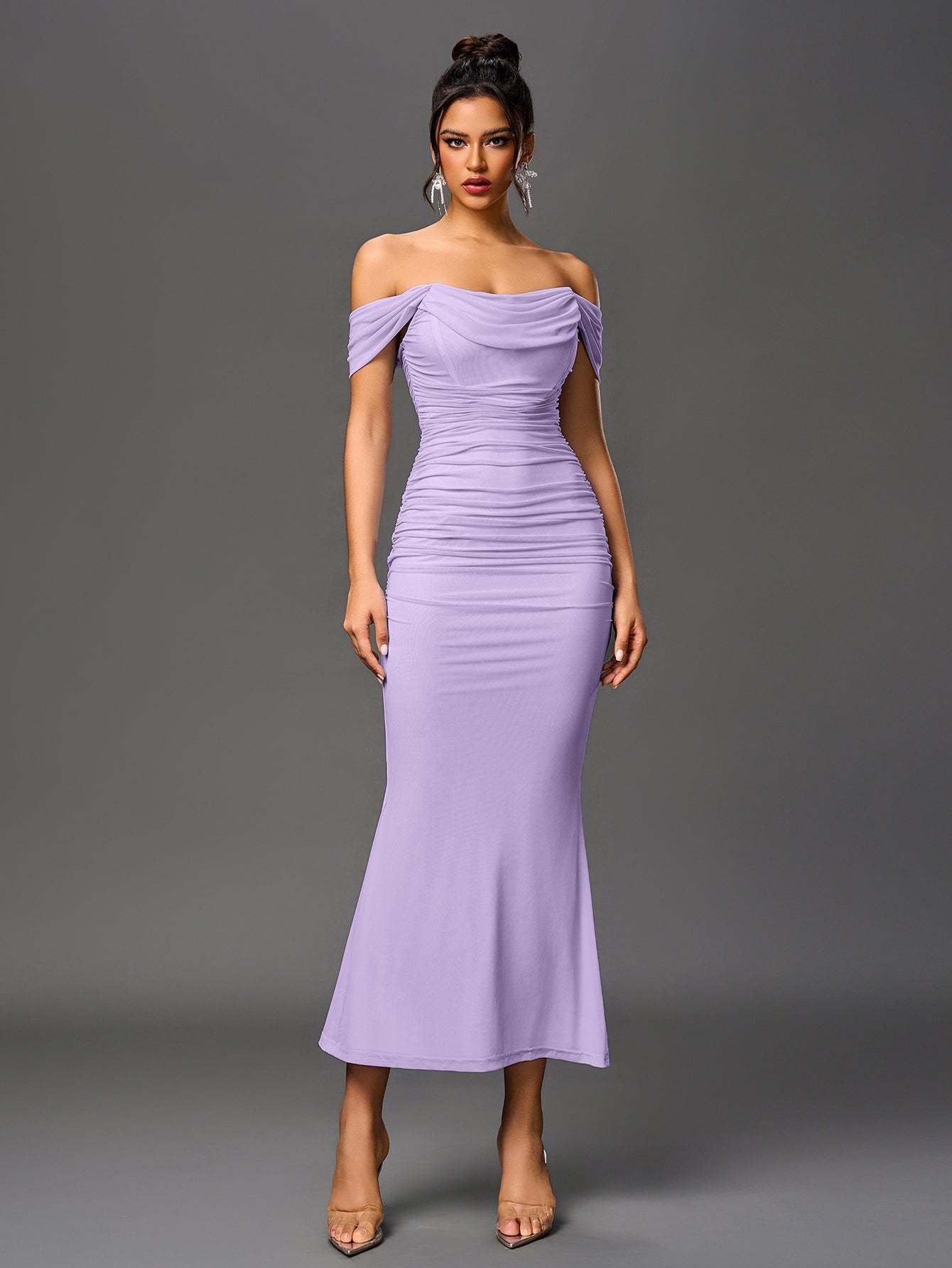 Alida Off Shoulder Maxi Dress - Lilac