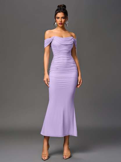 Alida Off Shoulder Maxi Dress - Lilac