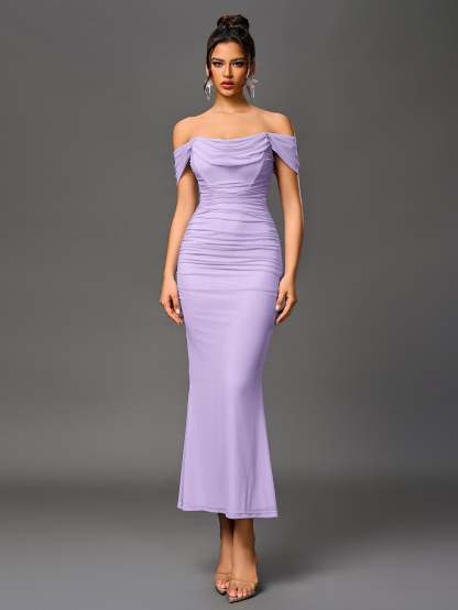 Alida Off Shoulder Maxi Dress - Lilac