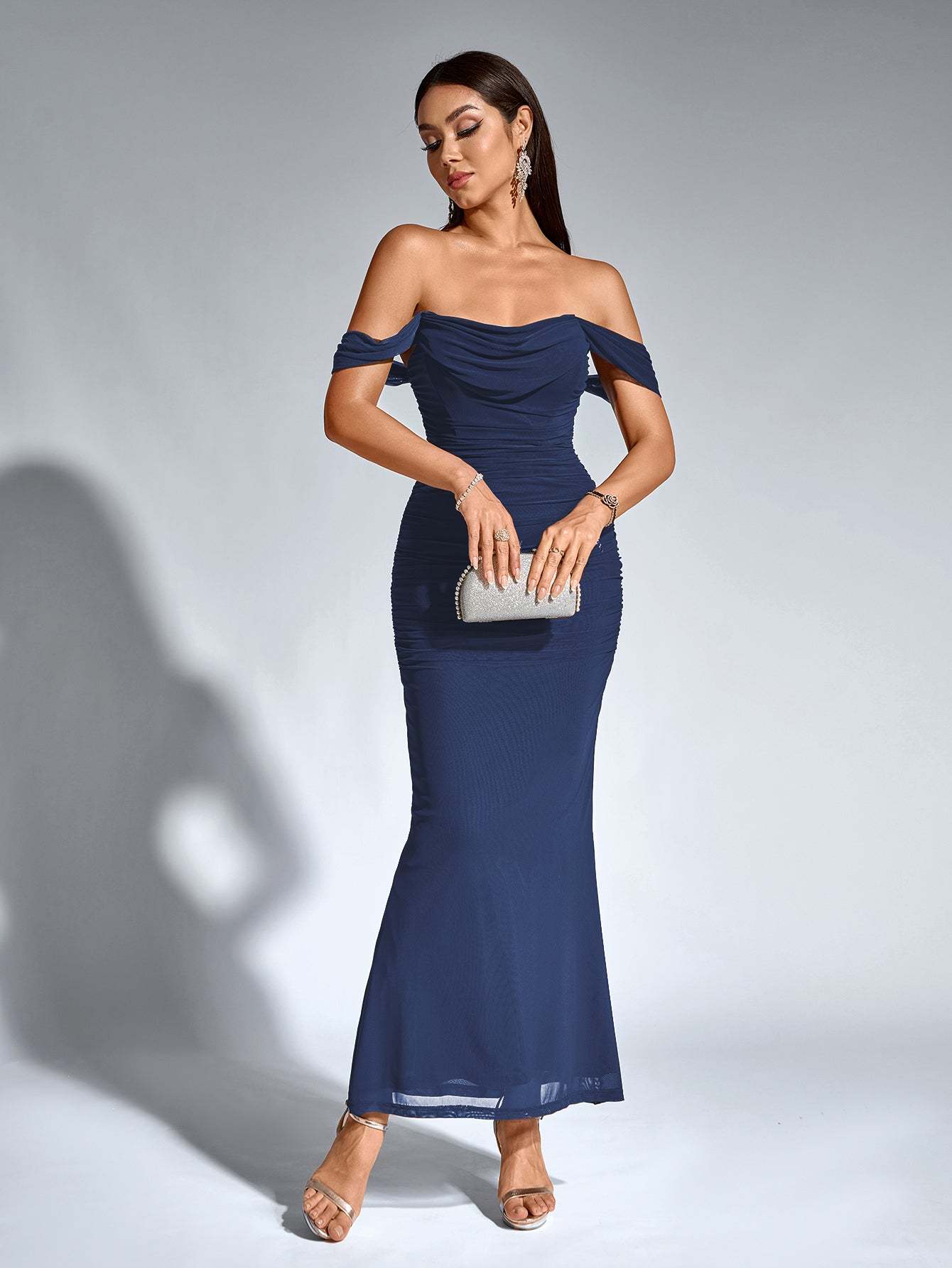 Alida Off Shoulder Maxi Dress - Navy