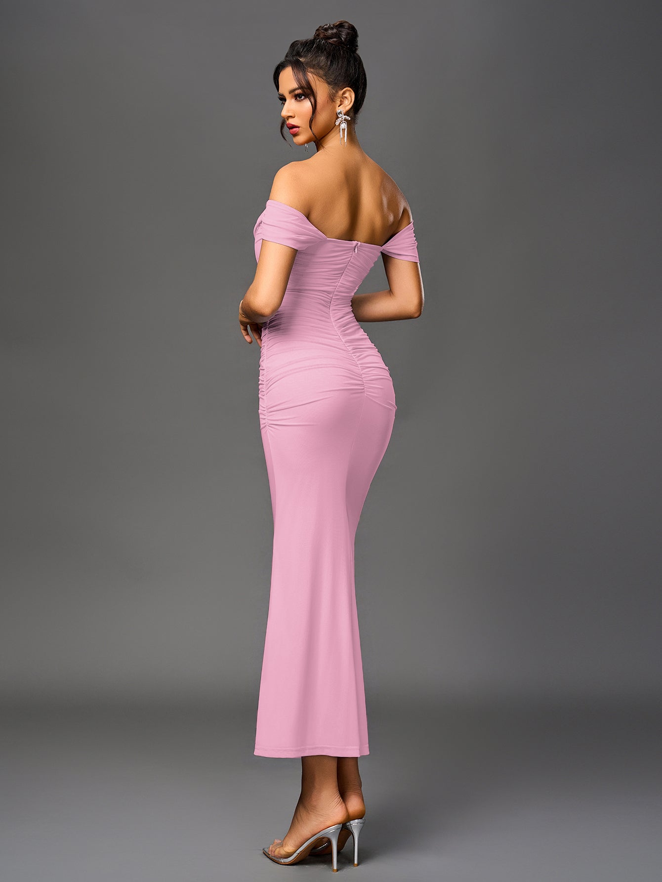 Alida Off Shoulder Maxi Dress - Pink