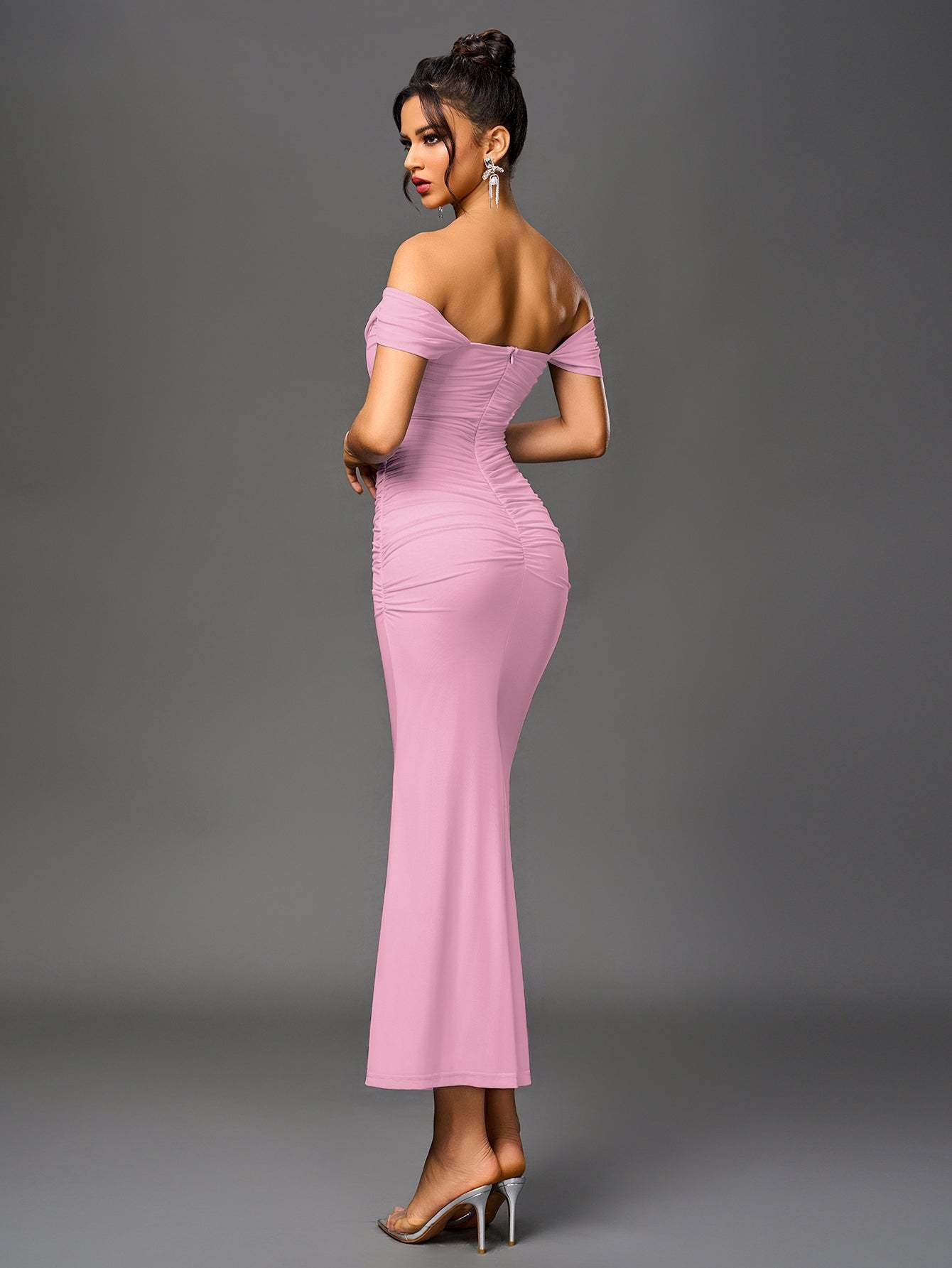 Alida Off Shoulder Maxi Dress - Pink