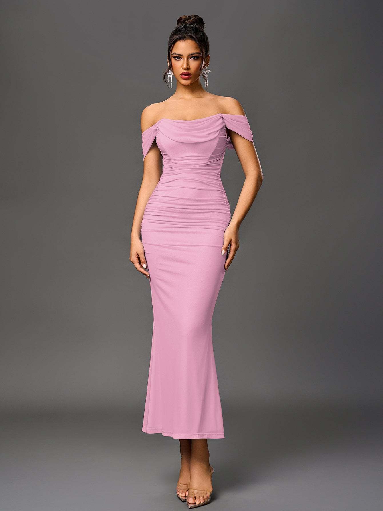 Alida Off Shoulder Maxi Dress - Pink
