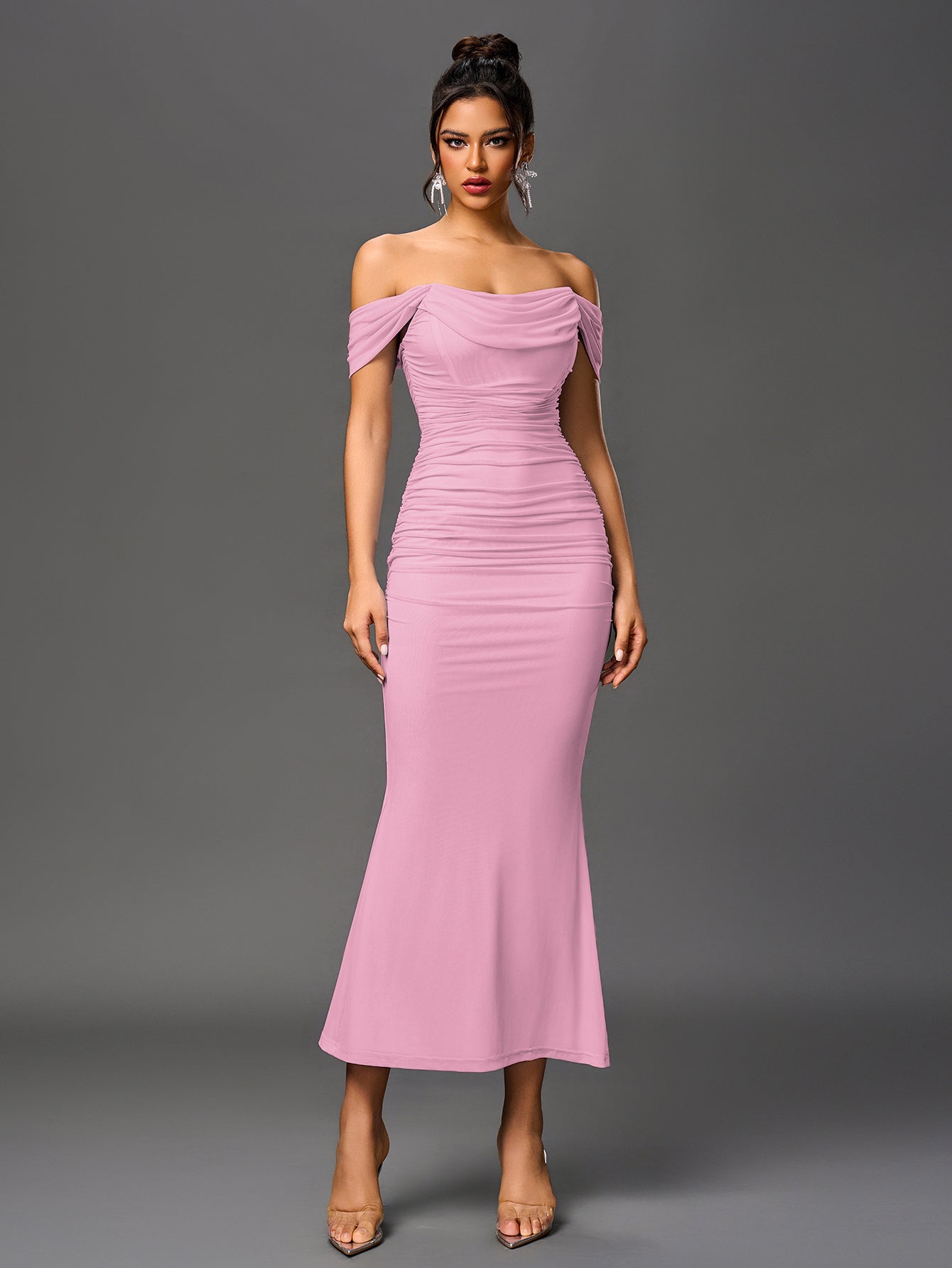 Alida Off Shoulder Maxi Dress - Pink