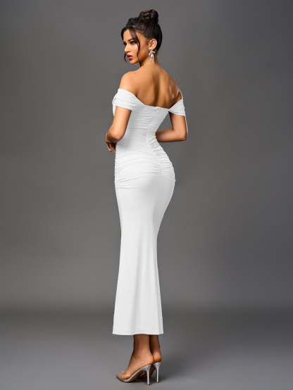 Alida Off Shoulder Maxi Dress - White