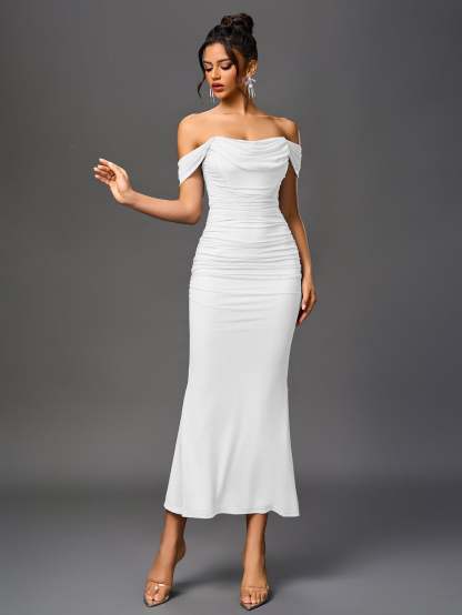 Alida Off Shoulder Maxi Dress - White