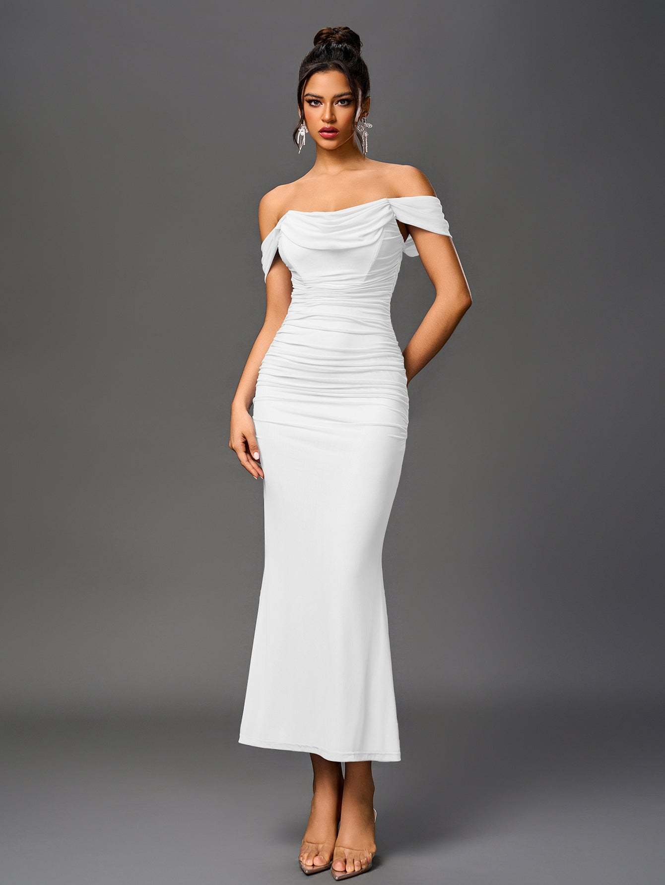 Alida Off Shoulder Maxi Dress - White