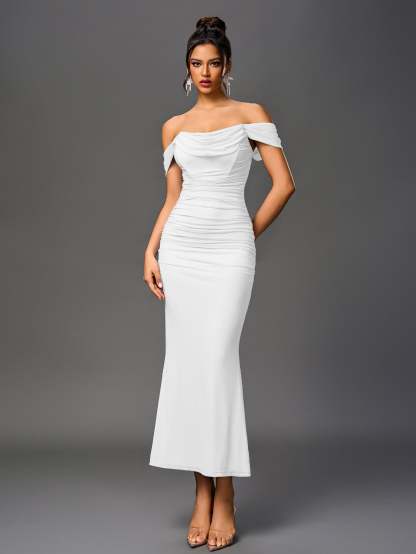 Alida Off Shoulder Maxi Dress - White