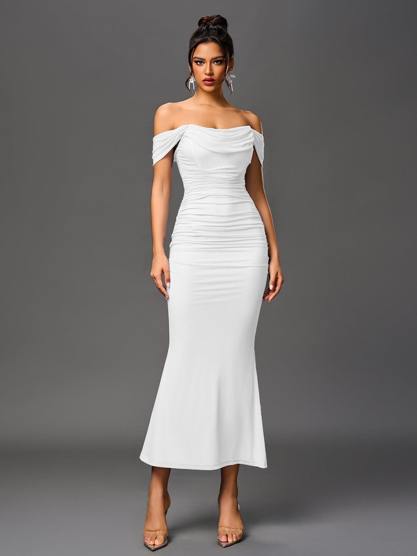 Alida Off Shoulder Maxi Dress - White