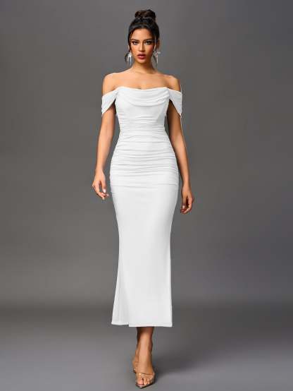 Alida Off Shoulder Maxi Dress - White