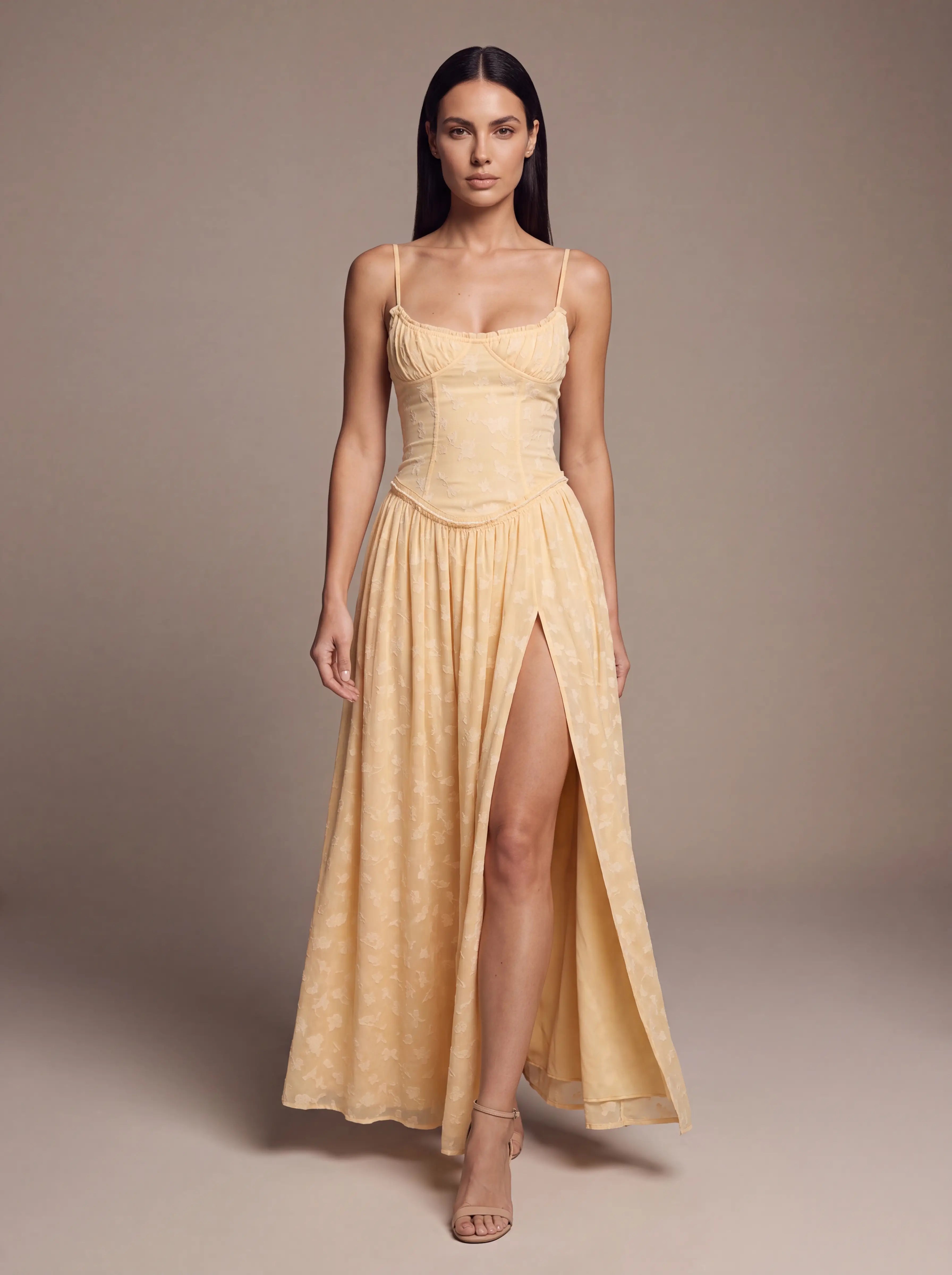 Althea Corset Maxi Dress - Butter Yellow