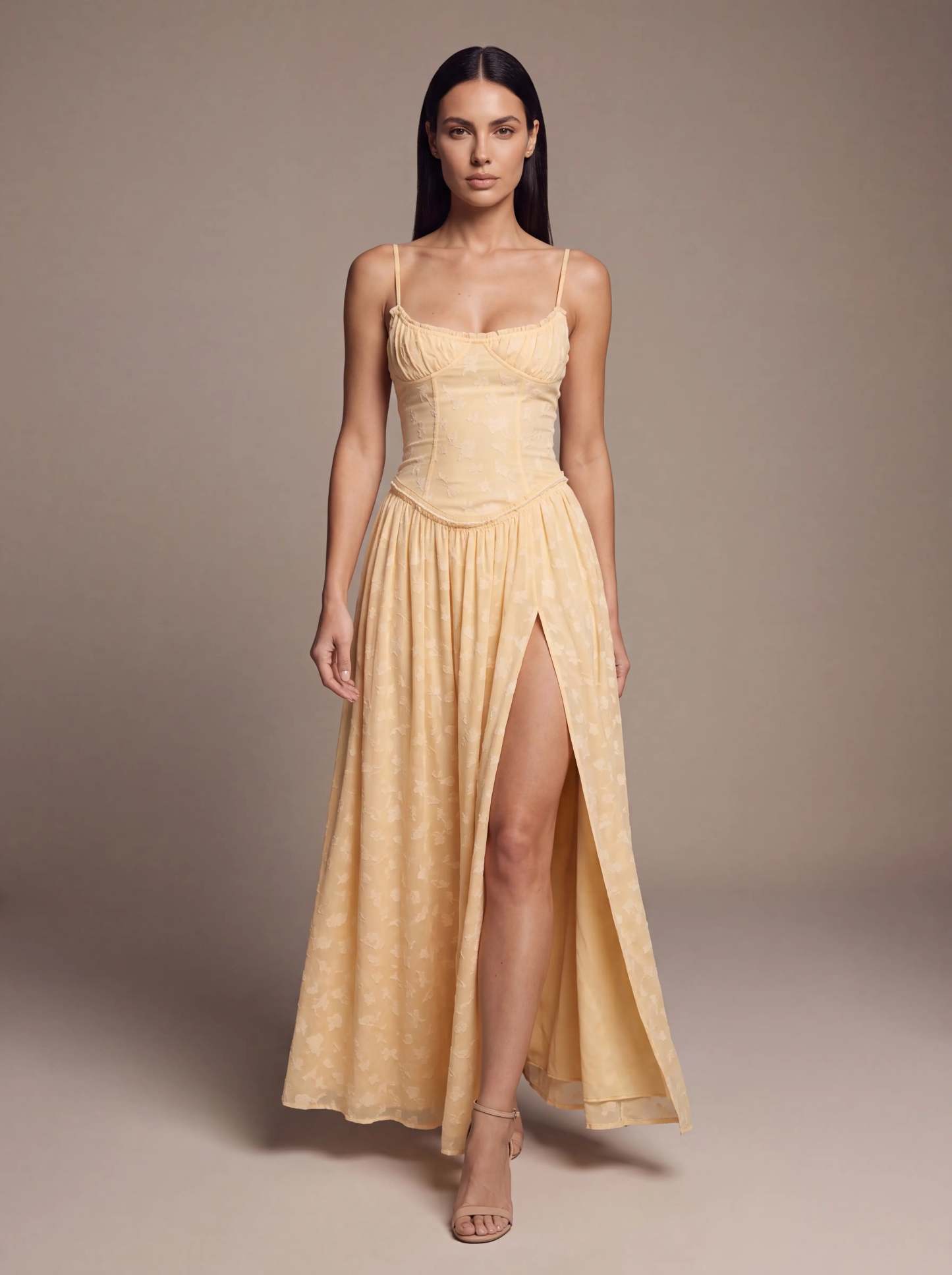 Althea Corset Maxi Dress - Butter Yellow