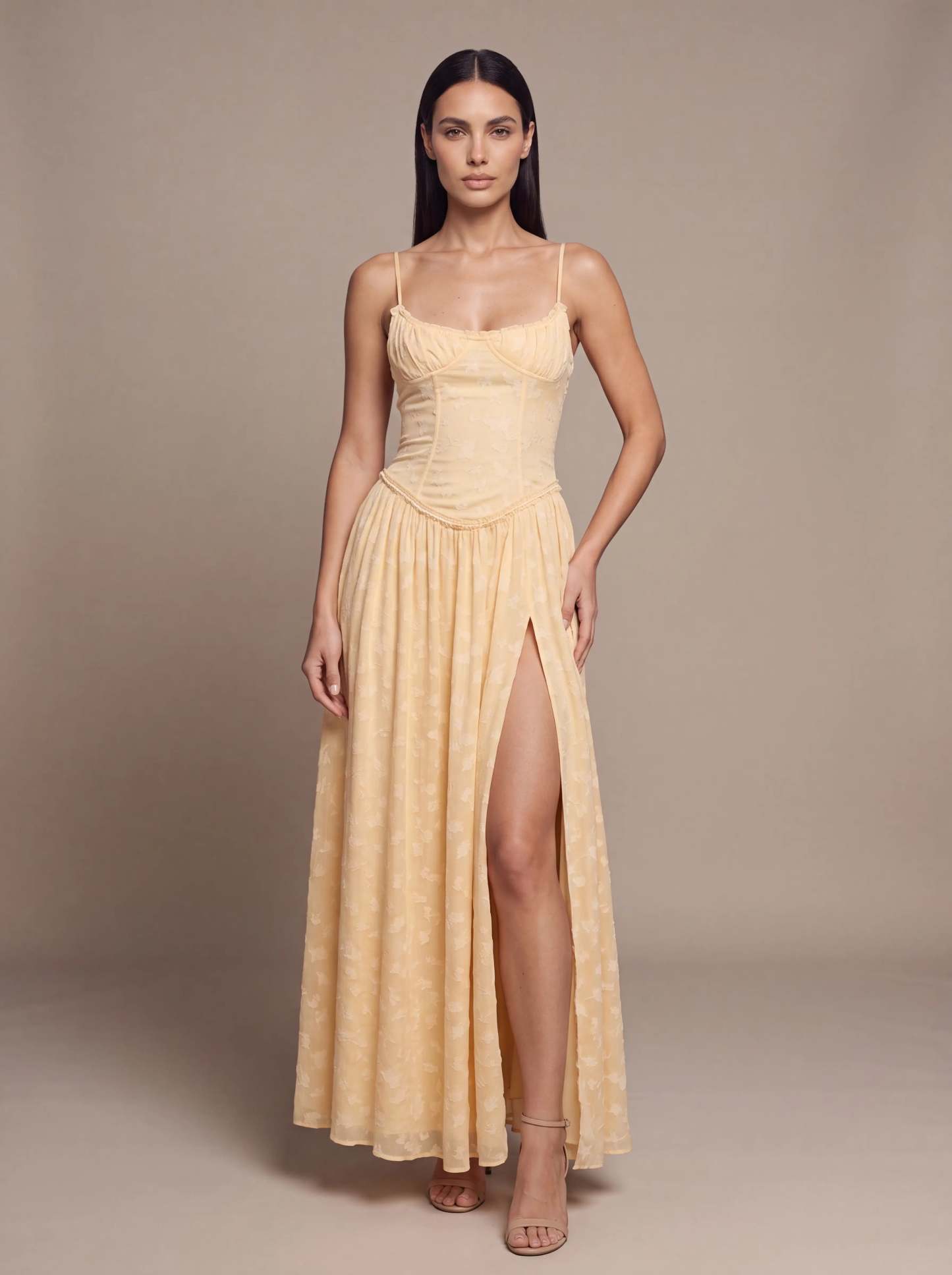 Althea Corset Maxi Dress - Butter Yellow