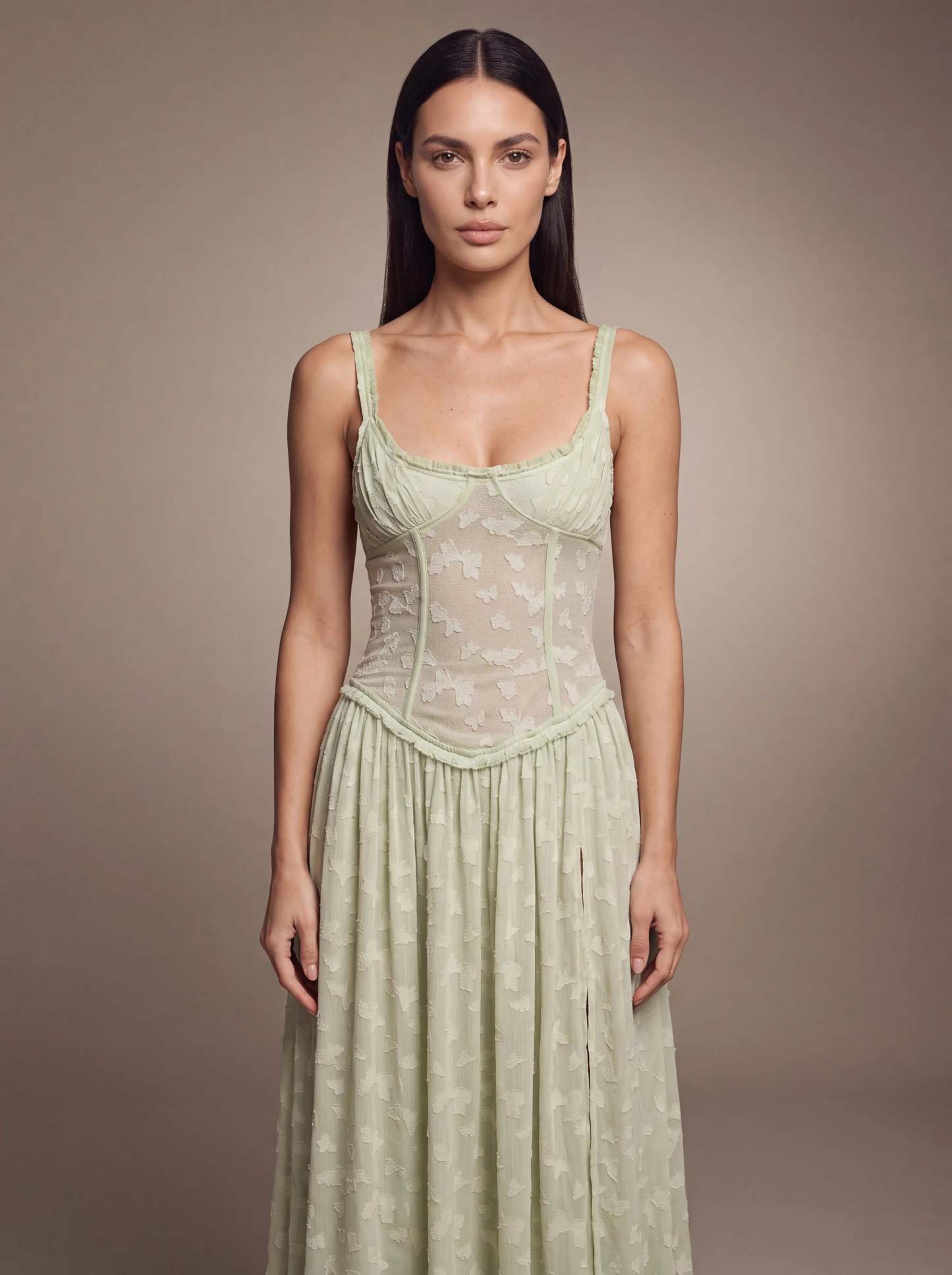 Althea Corset Maxi Dress - Sage Green