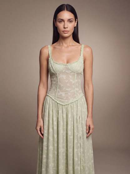 Althea Corset Maxi Dress - Sage Green