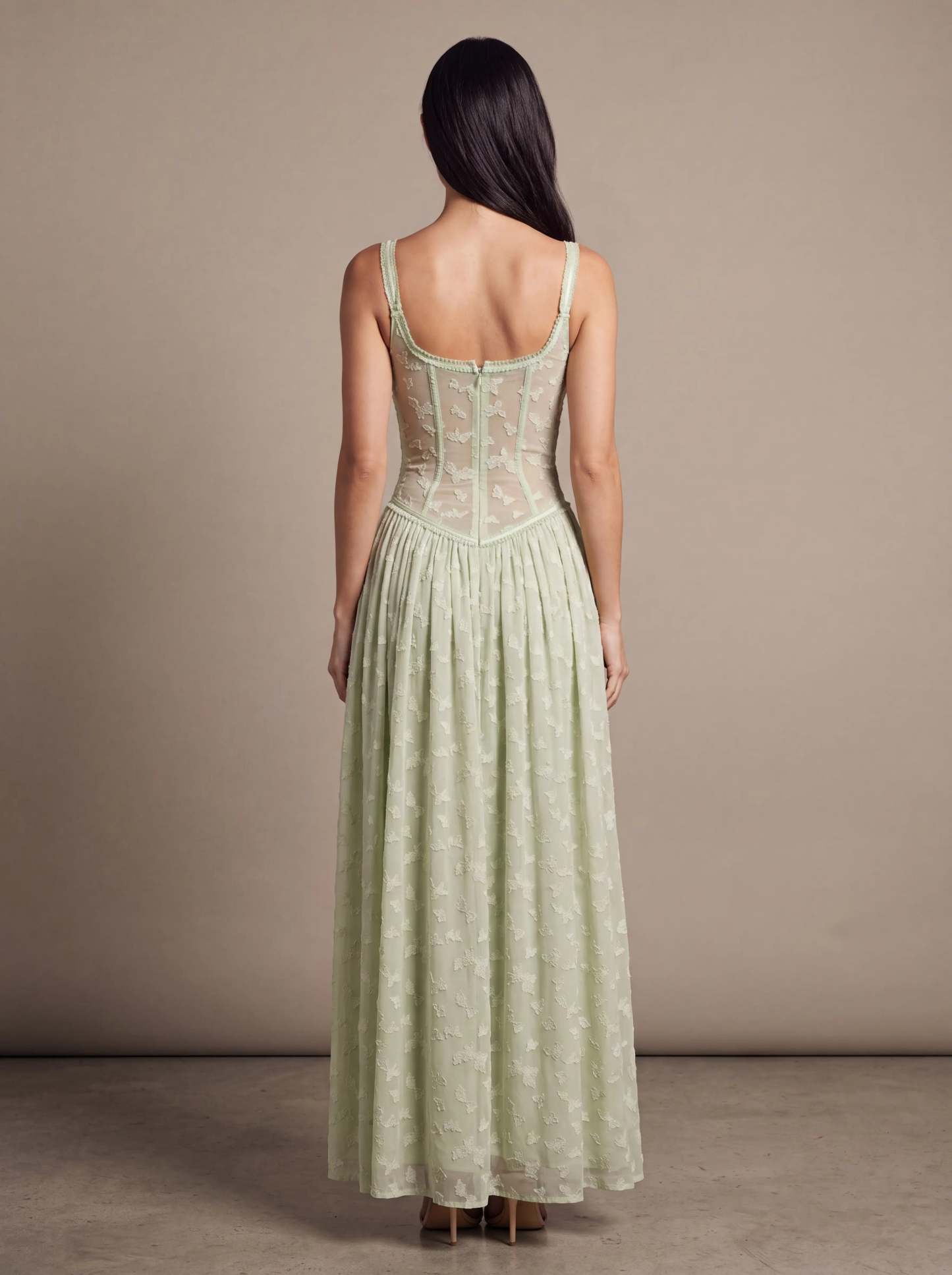 Althea Corset Maxi Dress - Sage Green