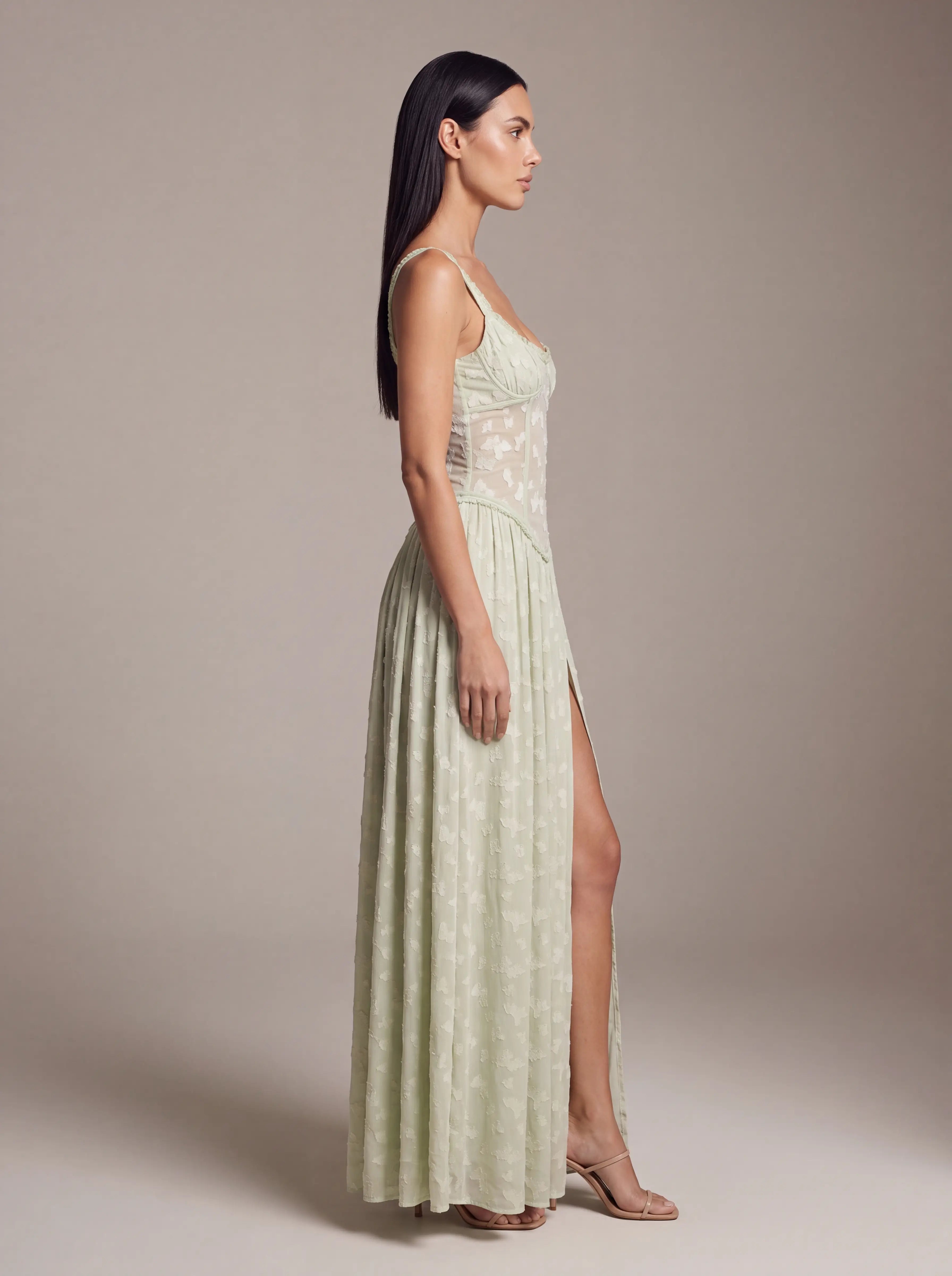 Althea Corset Maxi Dress - Sage Green