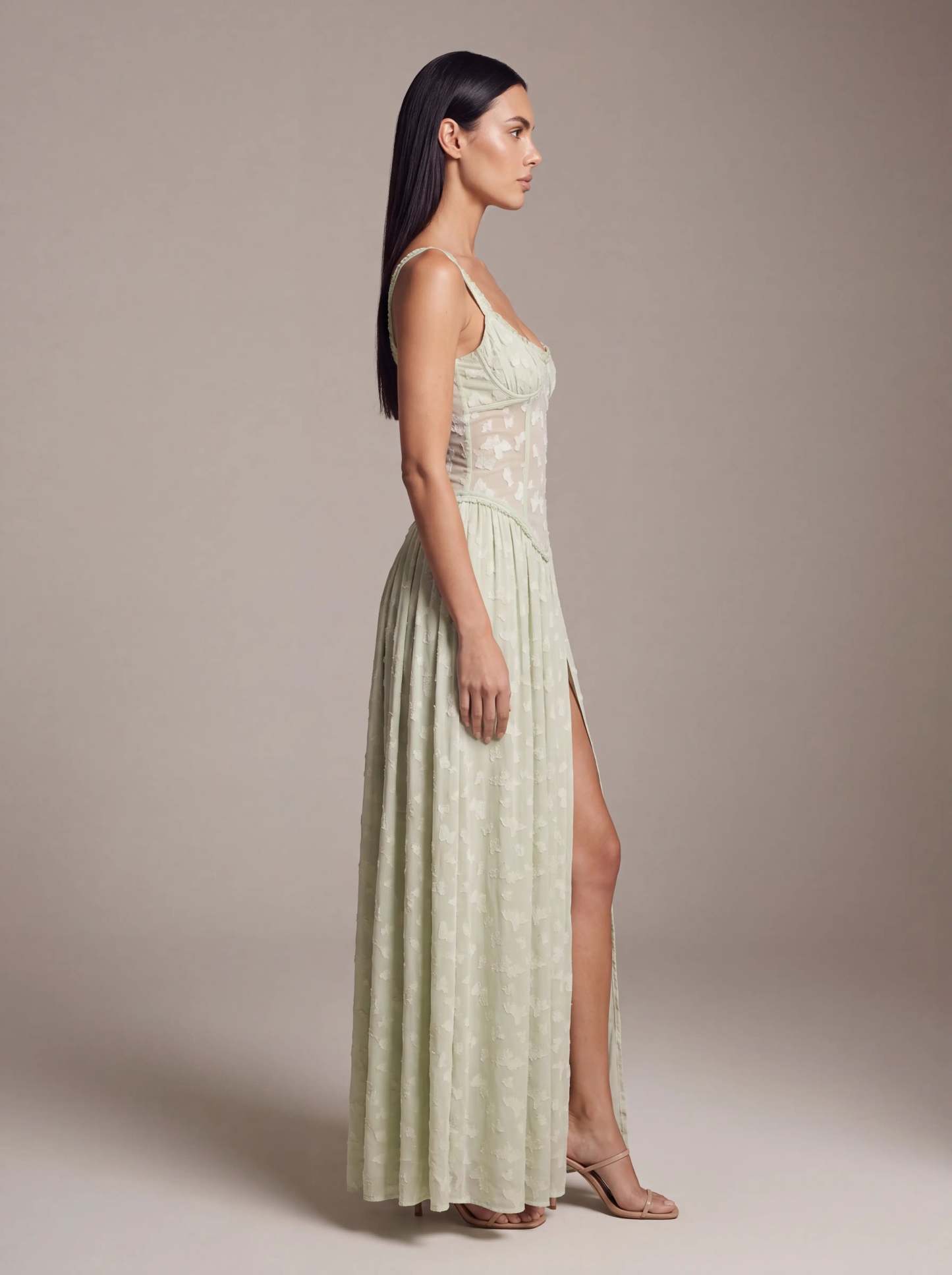 Althea Corset Maxi Dress - Sage Green