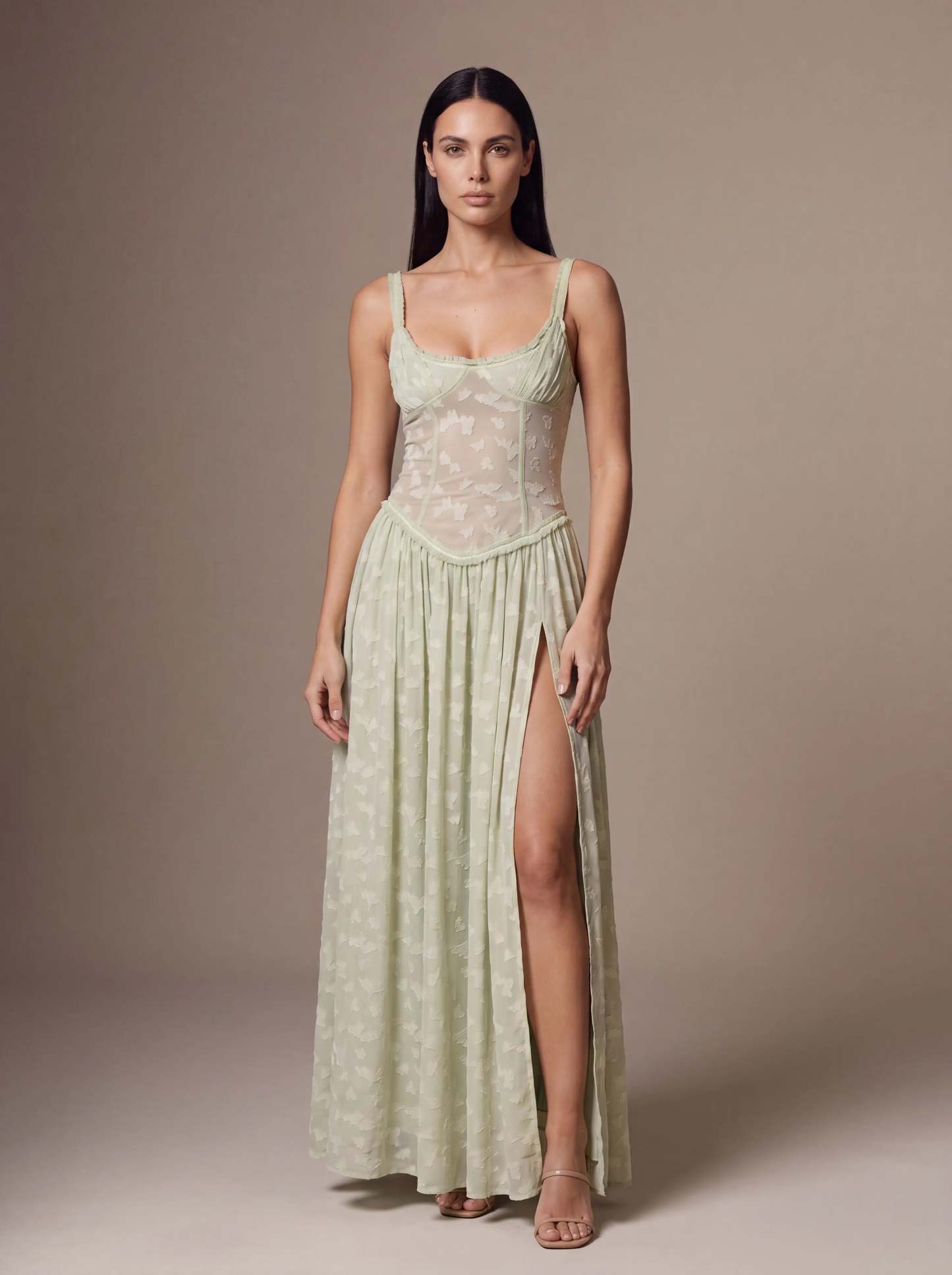 Althea Corset Maxi Dress - Sage Green