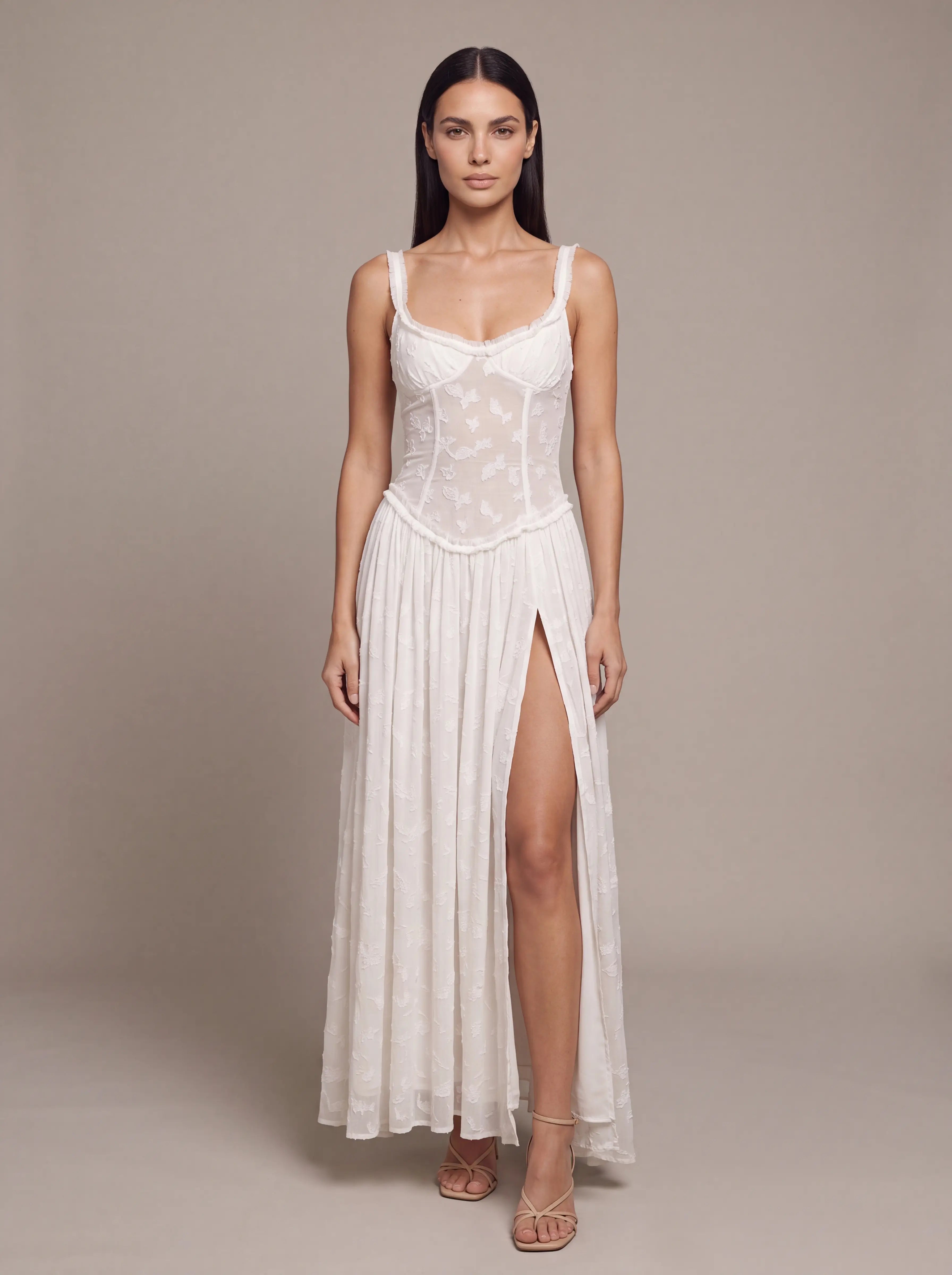 Althea Corset Maxi Dress - White