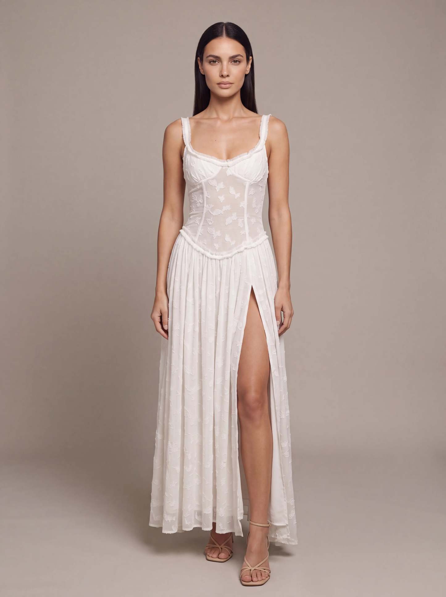 Althea Corset Maxi Dress - White