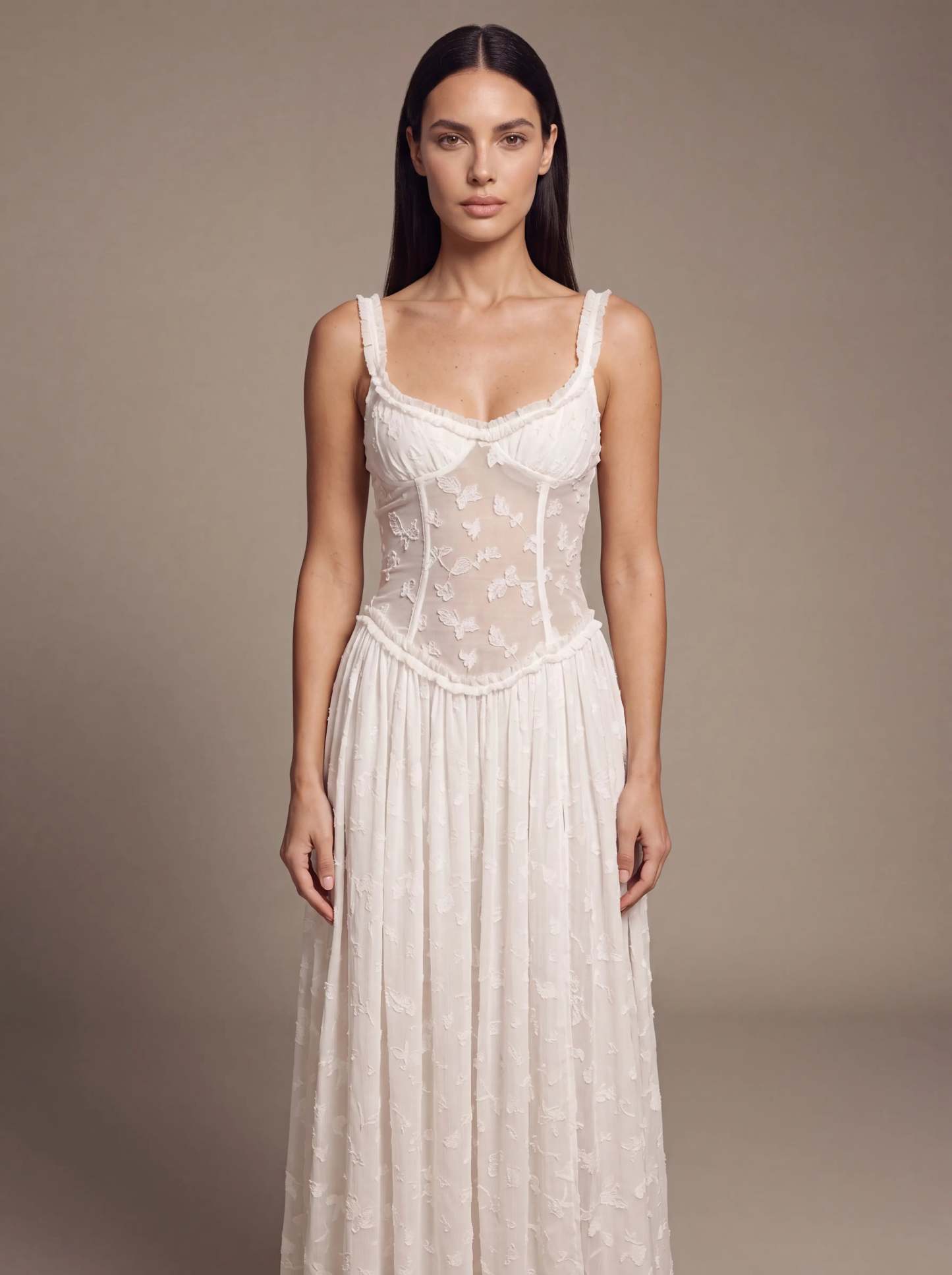 Althea Corset Maxi Dress - White