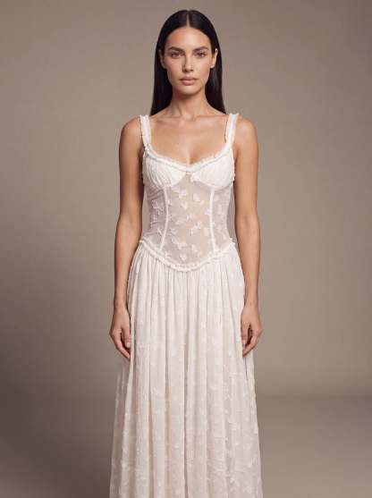 Althea Corset Maxi Dress - White