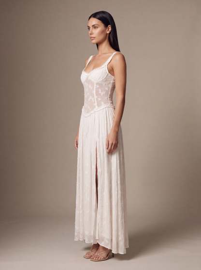 Althea Corset Maxi Dress - White
