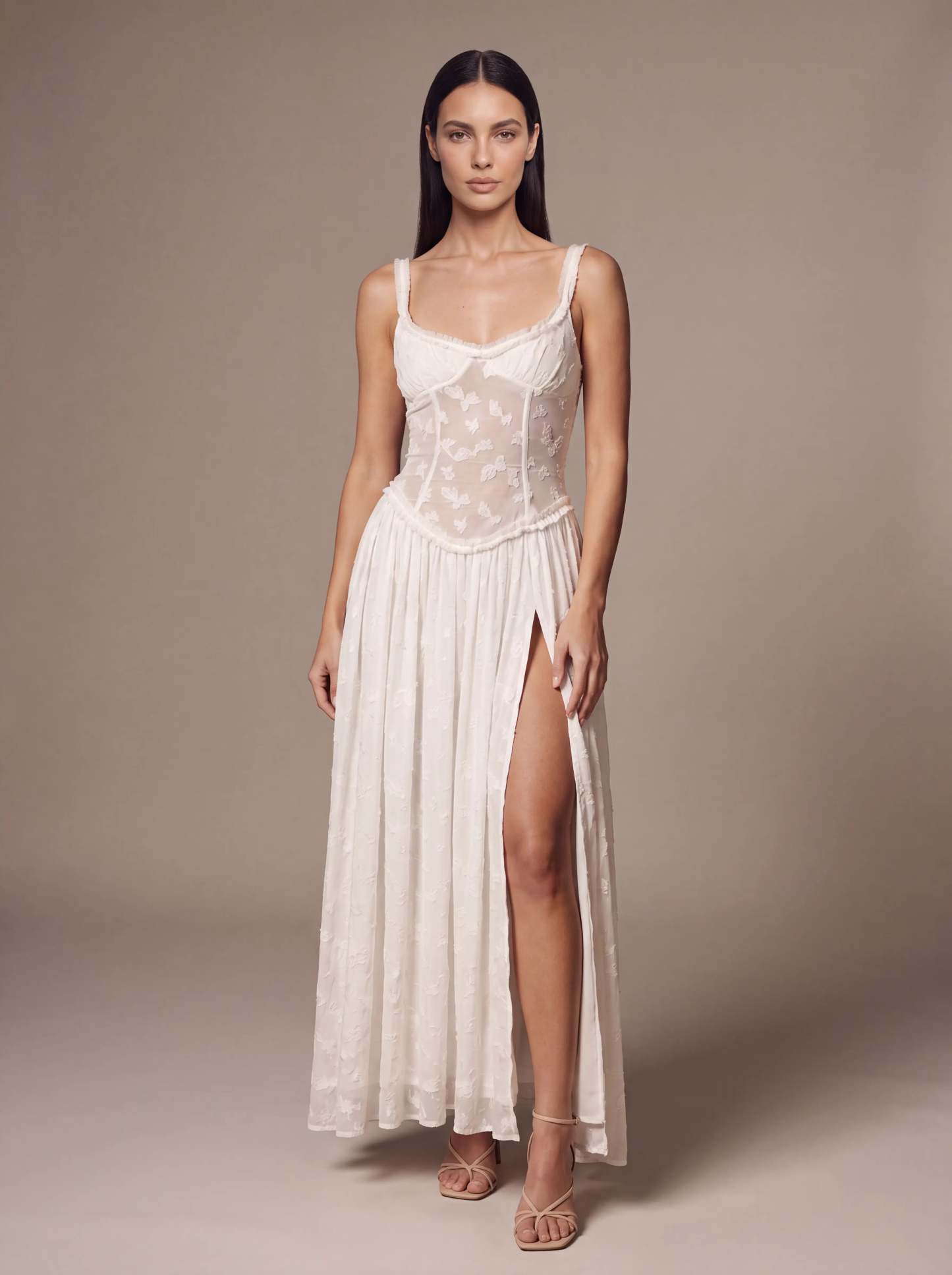 Althea Corset Maxi Dress - White