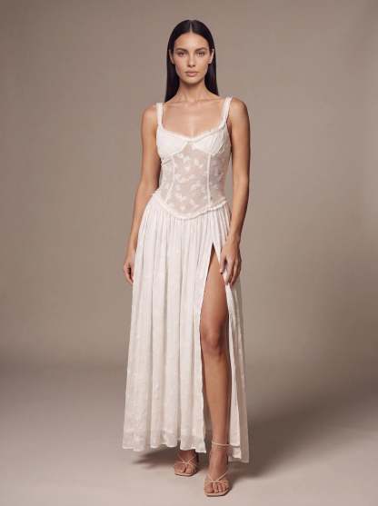 Althea Corset Maxi Dress - White