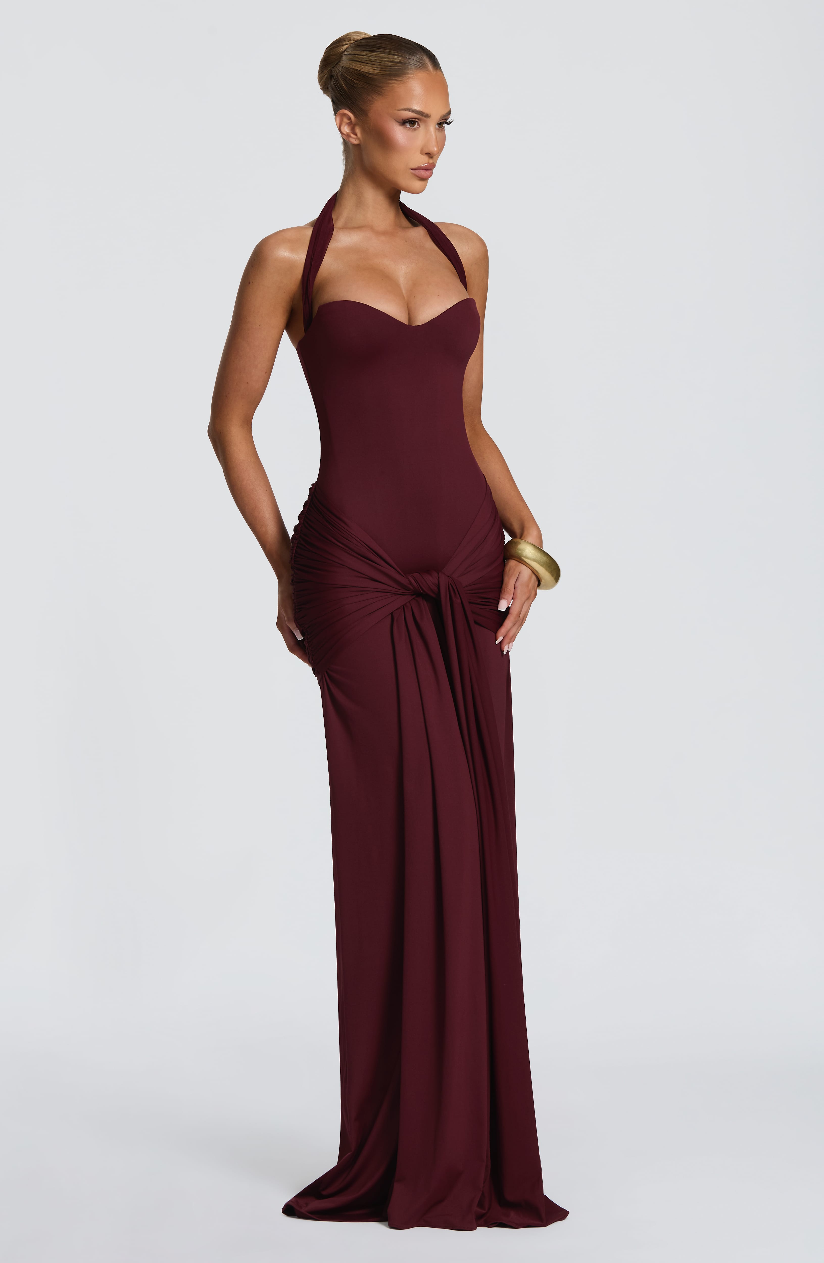 Amara Lace Up Maxi Dress - Red